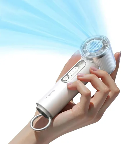 Miniatura 10 de TORRAS COOLiFY iva - Ventilador de mano con enfriador de hielo, velocidad ajustable de 0 a 100, súper mini ventilador portátil potente de 5000 mAh