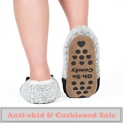 Miniatura 4 de Lindas pantuflas de animales para niños, niñas y mujeres, calcetines de casa mullidos con suela antideslizante suave, regalos únicos para mamá