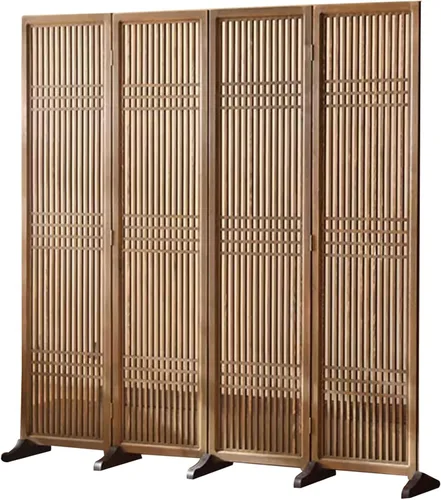 Miniatura 12 de 2 3 4 5 6 8 10 paneles de madera para pared de división de habitación, pantallas de privacidad plegables con base desmontable, para el hogar, hotel