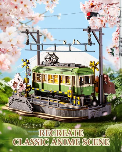 Miniatura 3 de Rompecabezas de madera 3D para adultos, Sakura Journey Tram, modelos de kits de coche para adultos, kits de manualidades de bricolaje, regalo