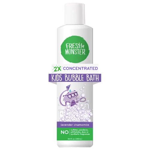 Fresh Monster Baño de burbujas espumoso para niños, hipoalergénico, natural para niños y niños pequeños, súper concentrado, aroma calmante a