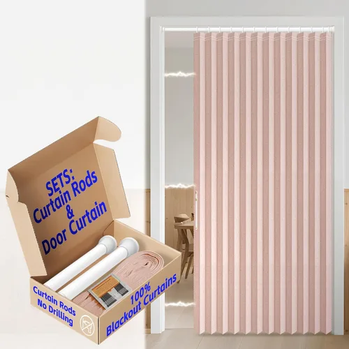 Miniatura 39 de AJAZZ Cortina de puerta magnética 100% opaca de acordeón para armario, cortina invisible para puerta interior de dormitorio, sala de estar, pasillo