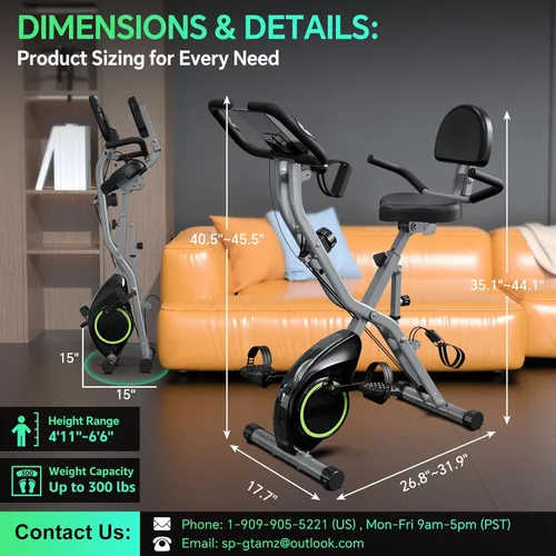 Miniatura 5 de USLIM Bicicleta de Ejercicio Plegable Bicicletas Estáticas para el Hogar, Bicicleta de Entrenamiento Interior 5 EN 1, Bicicleta de Ciclismo