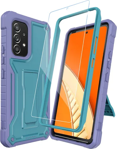 Funda para Samsung Galaxy A53 5G, protección de grado militar a prueba de golpes con protector de pantalla HD de vidrio templado y soporte Azul