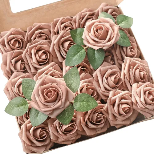 Miniatura 59 de Floroom Flores artificiales de espuma, aspecto real, con tallos, para manualidades, ramos de boda, centros de mesa, despedida de soltera, fiesta, 25