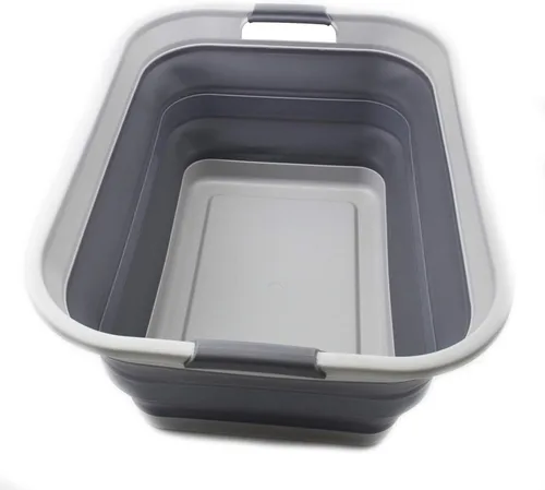 Miniatura 3 de SAMMART Cesta plegable de plástico para la ropa sucia de 42 litros, contenedor de almacenamiento plegable y organizador, tina de lavado portátil