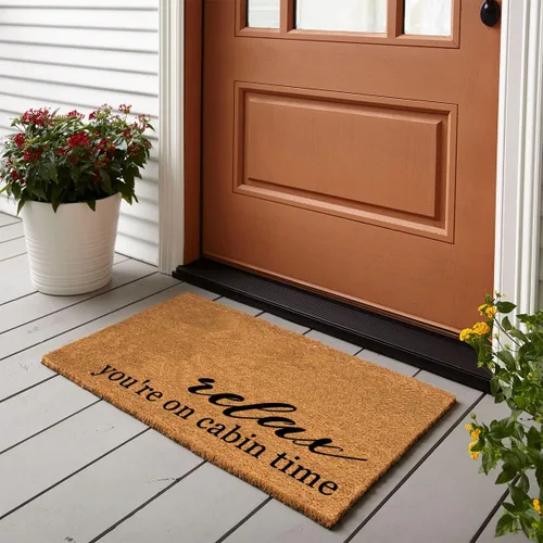 Miniatura 2 de Cabin Time Coir Felpudo – Tapete para puerta delantera, entrada, al aire libre, resistente, tapete de bienvenida, fibra de coco natural, marrón
