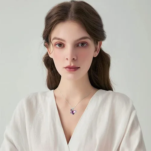 Miniatura 5 de Feeyios Collar con colgante de cristal de mariposa, collares de piedra natal de mariposa, día de la madre, aniversario, cumpleaños para mujeres