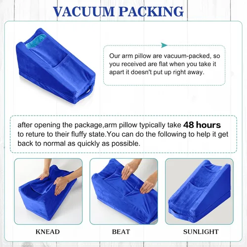 Miniatura 3 de Almohada de elevación de brazo Buryeah con 2 bolsillos, almohada de apoyo ergonómico suave para codo, cuña de descanso de brazo, regalos para brazo