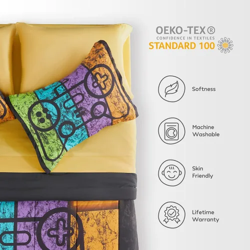 Miniatura 4 de SLEEP ZONE - Juego de edredón de 5 piezas tamaño Individual para niños y adolescentes, con edredón, sábanas y fundas para cojín y almohada, diseño