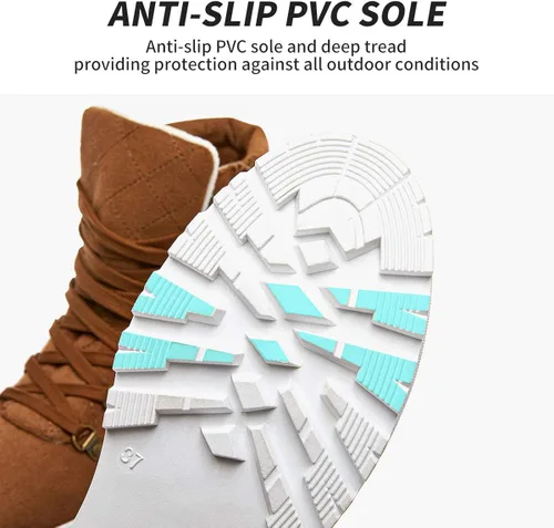 Miniatura 5 de FRACORA Botas de combate para mujer, botas de tobillo con cordones, botas de nieve para invierno, botas de nieve con cremallera lateral