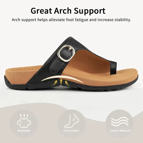 Miniatura 3 de BCSTUDIO Sandalias ortopédicas para mujer con soporte para el arco, cómodas sandalias ortopédicas de verano para caminar, informales, elegantes
