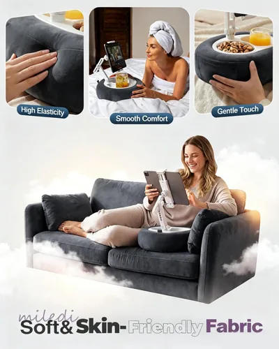 Miniatura 7 de Miledi Soporte de almohada para tableta, compatible con Kindle de 5 a 12.9 pulgadas, iPad, teléfono/tableta, soporte giratorio de 360° para cama