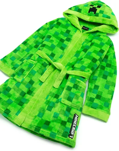 Miniatura 2 de Minecraft Albornoz Pixelated Creeper Gamer Regalo Niños Albornoz