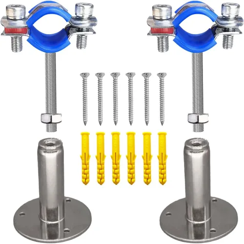Miniatura 5 de Soportes de tubería de montaje en techo para montaje en pared, abrazaderas de tubo ajustables, perchas, acero inoxidable 304, 2 piezas adecuadas