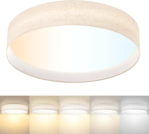 Miniatura 11 de Hamilyeah Lámpara de techo LED de montaje empotrado con pantalla de tela, accesorio de iluminación de cocina de 12 pulgadas, montaje de techo 5CCT