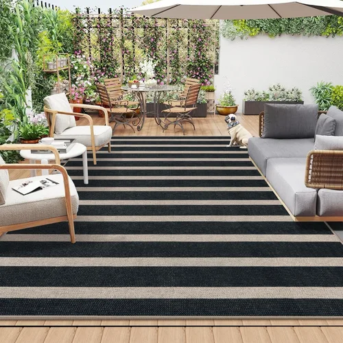 Miniatura 34 de Lahome Alfombra de yute a rayas fácil para patio al aire libre, alfombras lavables de 3 x 5 pies para entrada, porche, casa de campo, alfombra