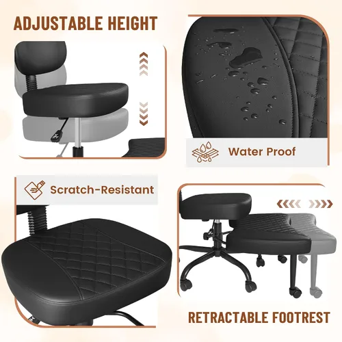 Miniatura 5 de Homall - Silla de oficina de escritorio ergonómica con patas cruzadas y ruedas, giro de 360° y altura ajustable para meditación y TDAH, silla