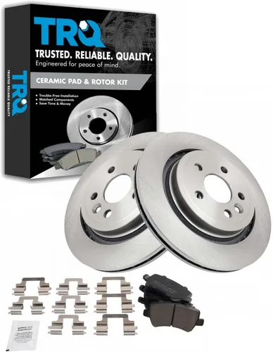 Miniatura 164 de TRQ Kit de rotor de freno trasero y pastillas de cerámica Posi premium compatible con camioneta Chevy GMC