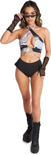 Miniatura 2 de iHeartRaves - Pantalones cortos de talle alto para mujer