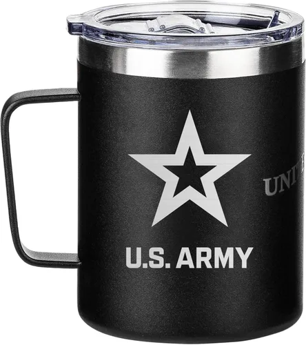 Miniatura 10 de Military Gift Shop Vaso Térmico de Café de Viaje de la Fuerza Aérea de Acero Inoxidable con Aislamiento al Vacío de Doble Pared Negro de 12 Onzas