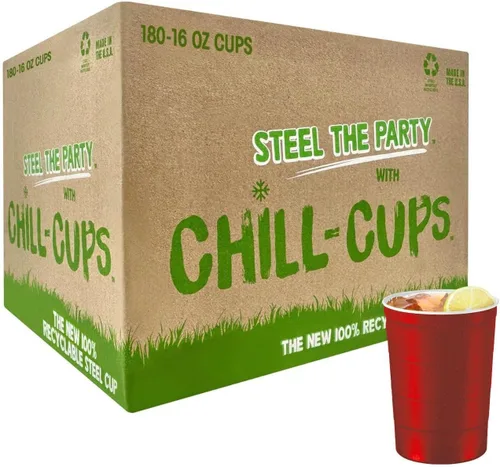 Miniatura 12 de Steel Chill Cups Party Cup America the Beautiful Design para bebidas frías, duradero, desechable, reciclable, fabricado en Estados Unidos, gris, 12