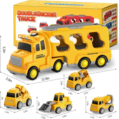 Miniatura 2 de FunMission Juguetes de Construcción para Niños Pequeños de 3 a 9 años, Vehículo de Fricción 5 en 1 para niños y niñas de 3, 4, 5, 6, 7 años