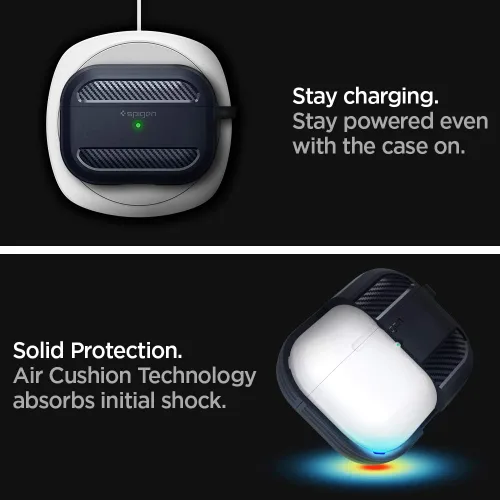 Miniatura 5 de Spigen Rugged Armor - Funda de protección contra caídas con mosquetón diseñada para AirPods Pro (2019), color carbón