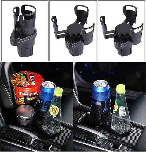 Miniatura 2 de Car Cup Holder Expander Adapter 2 in 1 Multifunctional 2 Cup Mount Extender 360 Rotating Bottles Drink Holder Car Gadget