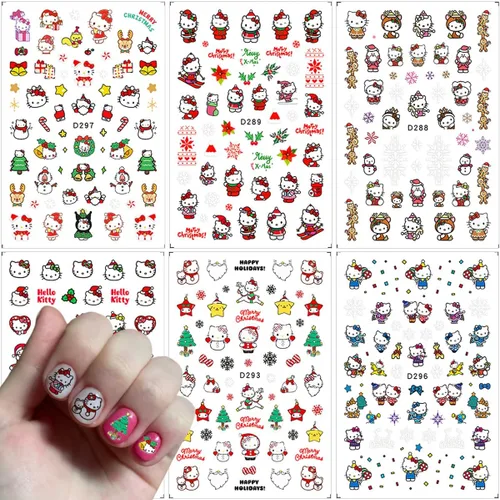 Miniatura 8 de 4 bonitas calcomanías de uñas de dibujos animados autoadhesivos 3D, suministros de decoración de uñas de Navidad, calcomanías de uñas Kawaii