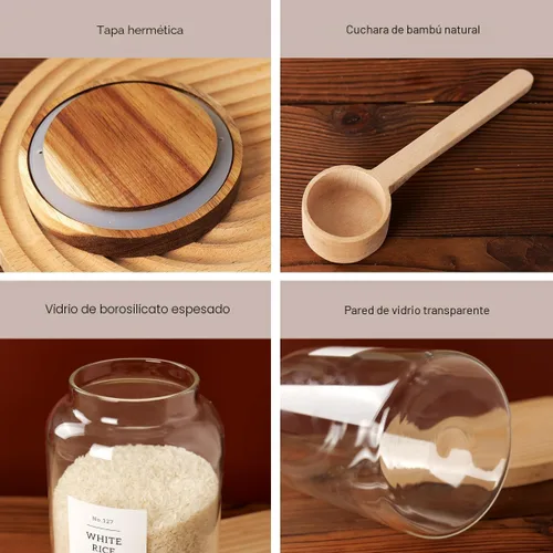 Miniatura 4 de CZSZYGHBAO 2 piezas de tarro grande de vidrio con tapa hermética, tarros de vidrio para almacenamiento de alimentos para té, especias, cereal, 94.7