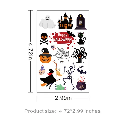 Miniatura 5 de Awinmay Tatuajes temporales de Halloween para niños, 360 piezas de tatuajes falsos de Halloween a granel para niños y niñas, premios de Halloween