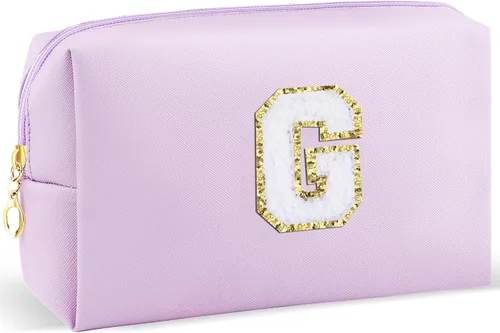 Miniatura 69 de URSKYTOUS Regalos para niñas, bolsa de maquillaje con inicial, bolsa de cosméticos personalizada con cremallera, bonita bolsa de aseo de viaje, Azul