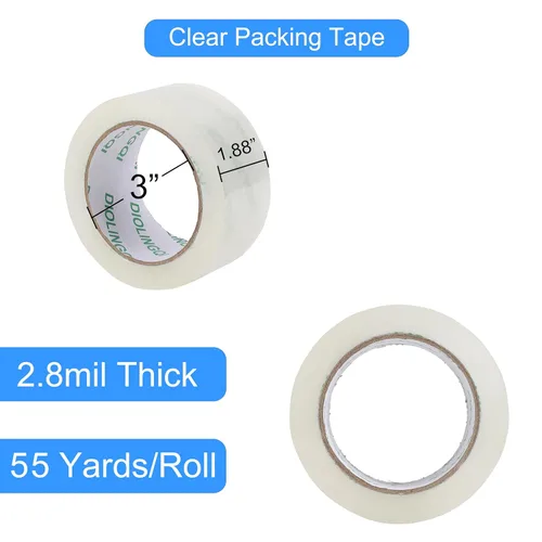 Miniatura 2 de 36 rollos de rollo de 55 yardas, total de 1980 yardas de cinta de embalaje transparente resistente para embalaje de envío, sellado en movimiento