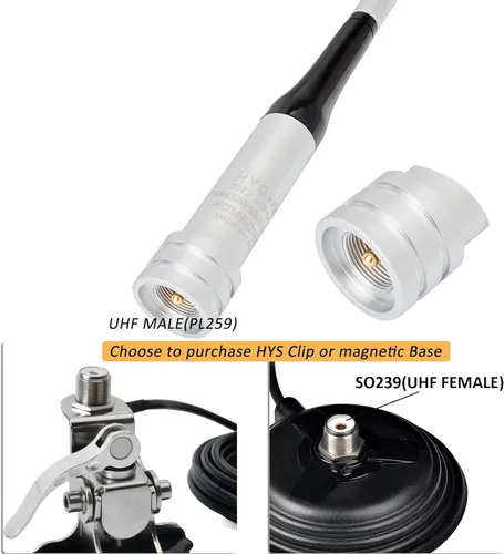 Miniatura 4 de HYS Amateur VHF/UHF antena de radio móvil, 42.7 pulgadas, transceptor FM UHF antena macho para 6.6 ft 27.6 in 144 Mhz/430 Mhz de banda dual portátil