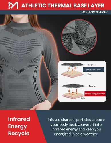 Miniatura 4 de Conjunto de ropa interior térmica para mujer, pantalones largos de invierno, capa base cálida, conjunto superior e inferior para esquiar