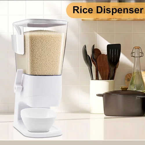 Miniatura 6 de Dispensador de cereales para encimera con cuencos, cucharas, caja de cubiertos, contenedores de cereales de 3.2 L, dispensador de aperitivos para 1