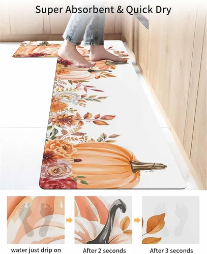 Miniatura 4 de Tapete de baño de calabaza rosa naranja para bañera, antideslizante, de secado rápido y absorbente, de tierra de diatomeas, fregadero de ducha