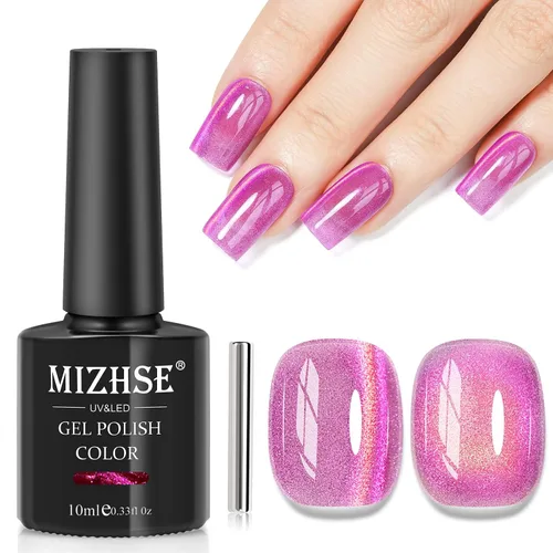 Miniatura 17 de MIZHSE Esmalte de uñas de gel de ojo de gato: Esmalte de gel magnético marrón con barra magnética, efecto mágico de color otoñal, esmalte de uñas