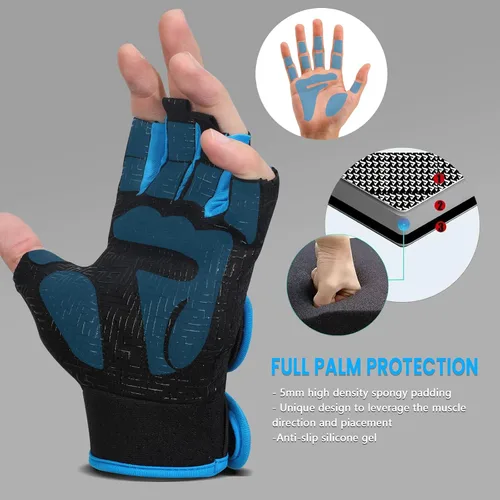 Miniatura 2 de MOREOK Guantes de entrenamiento acolchados para levantamiento de pesas para hombres y mujeres, [gel de 0.197 in] guantes de gimnasio con agarre sin