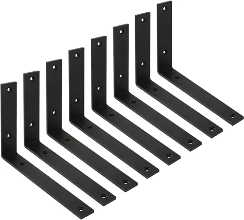 Miniatura 6 de Soportes para estantes de pared de 10 pulgadas, 8 soportes resistentes para estantes, soportes industriales rústicos de metal blanco para estantes