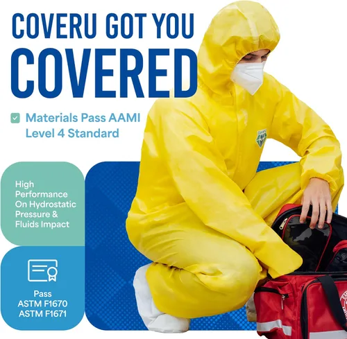 Miniatura 4 de Medtecs Trajes de materiales peligrosos - 6 opciones de tamaños - Traje de overol desechable, overol de protección médica Trajes de materiales Con