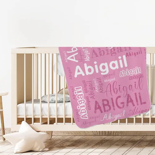 Miniatura 4 de Manta de bebé personalizada con nombre rosa, mantas de bebé personalizadas para niños y niñas, manta suave y acogedora para recién nacidos y bebés