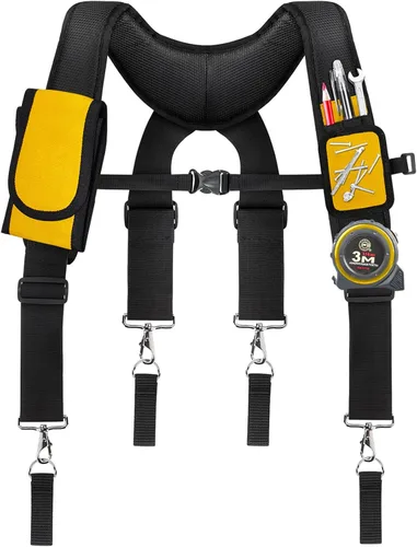 Miniatura 8 de Tool Belt Suspenders for Men, Adjustable Tool Belt with Magnetic Wristband Multifunctional Pouch Pocket for Workers Negro