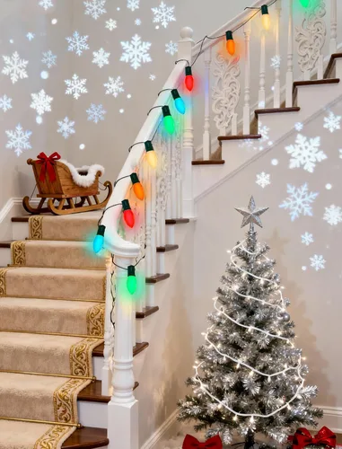 Miniatura 7 de Cadena de luces LED para exteriores de 25 pies, cadena de luces C9 con 27 bombillas multicolor pintadas en aerosol de 0.6 W, luces de Navidad