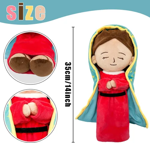 Miniatura 2 de Muñeco de peluche de la Señora de Guadalupe con la bendita María, juguetes religiosos de Cristo, figura religiosa cristiana de peluche, decoración
