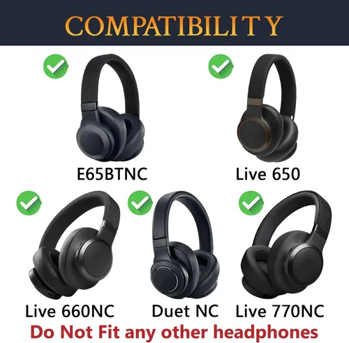 Miniatura 2 de SOULWIT Almohadillas de Repuesto para Auriculares JBL E65BTNC/Live 650BTNC/Live 770NC/Live 660NC/Duet NC Over-Ear, Cojines de Almohadillas con Cuero