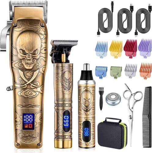 Miniatura 10 de Roziapro Cortapelos profesional – Juego de recortadora de pelo inalámbrica con recortadora de pelo de nariz recargable y afeitadoras eléctricas