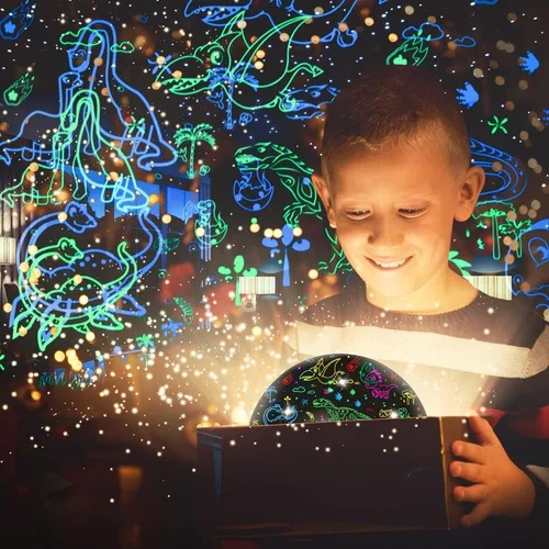 Miniatura 2 de MOKOQI Proyector de luz nocturna de dinosaurio para niños, juguetes para habitación de niños, rotación de 360 grados con luz de proyección