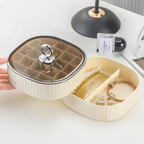 Miniatura 3 de Joyero, organizador de joyas de acrílico de 3 capas con asa, cajas de joyería transparentes para mujeres y niñas, organizador de maquillaje, soporte
